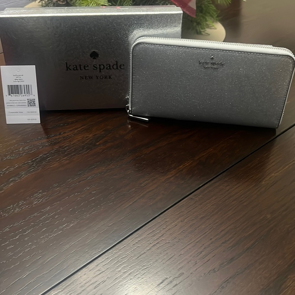 Kate Spade Glitter Fabric Lunar Light Continental Wallet NWT